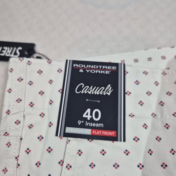 Roundtree & Yorke Men's Shorts Size 40 Casuals White Flat Front Chino (54) - Picture 5 of 13